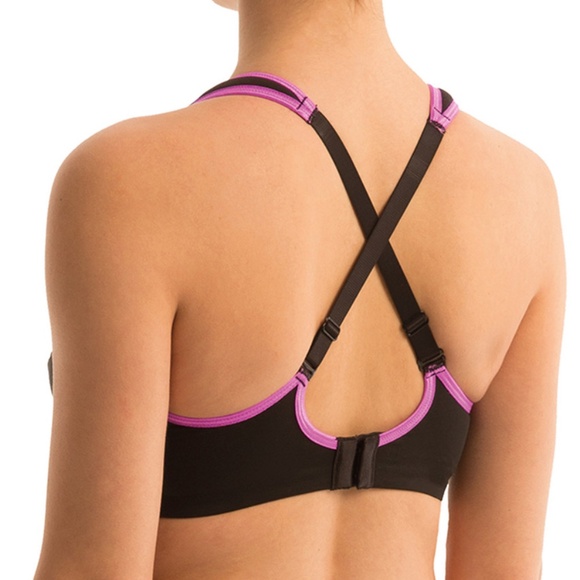 TRIUMPH - TRI-ACTION ENDURANCE HIGH IMPACT SPORTS BRA BLACK/PURPLE 18D (US 40D) - Picture 13 of 14